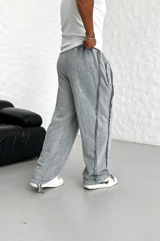 WASHABLE SPECIAL DESIGN SIDE STRIP DETAIL TRACKSUIT • GRAY