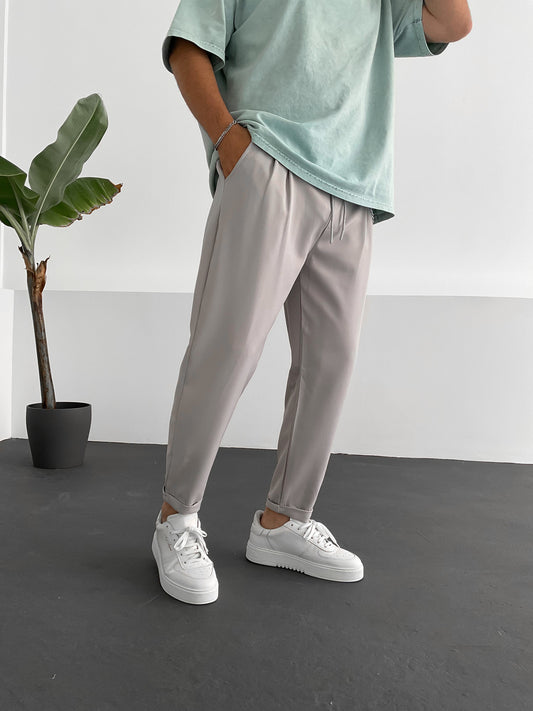 Grey Comfortable Cut Chain Trousers