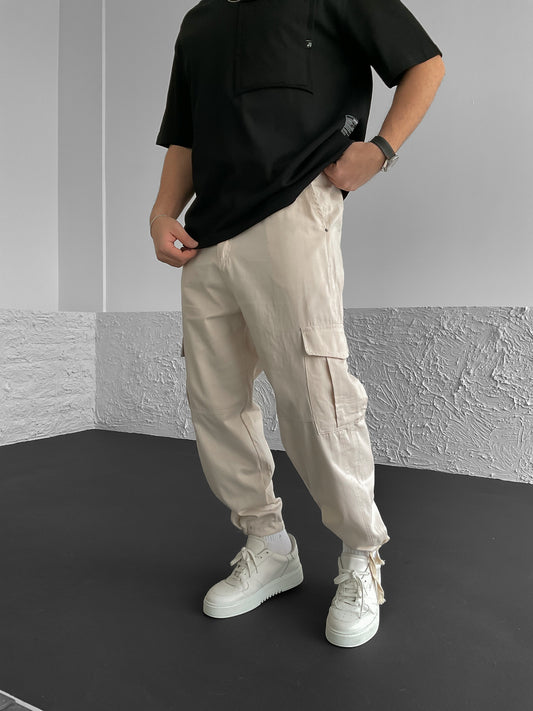 Beige Cargo Trousers