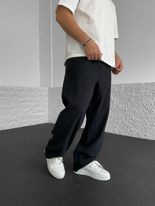 Black Baggy Linen Trousers