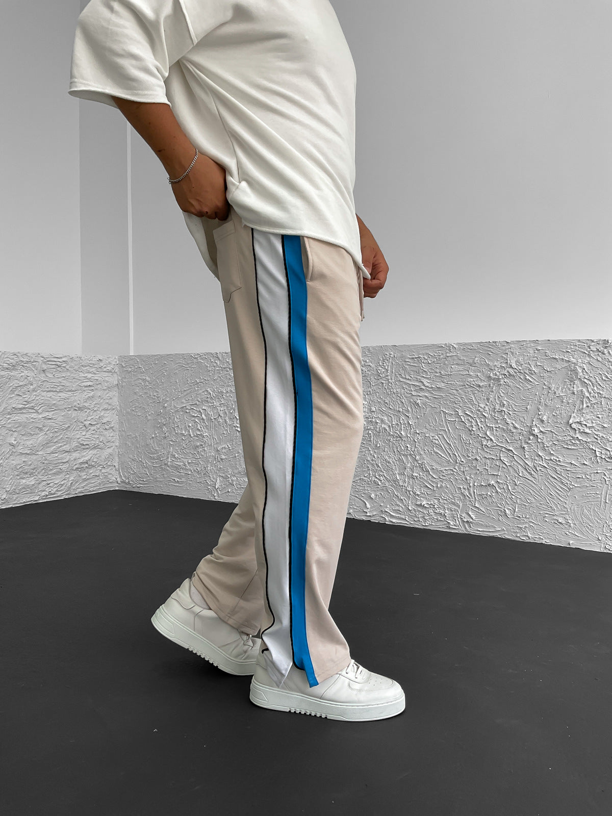 Beige Slit Garnish Tracksuit