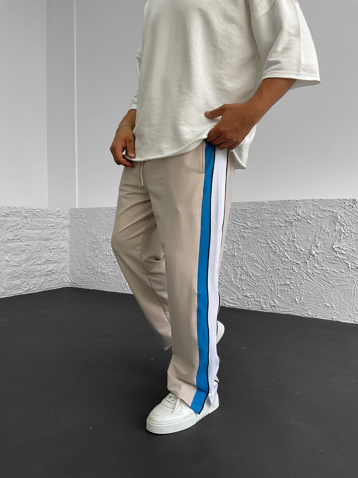 Beige Slit Garnish Tracksuit