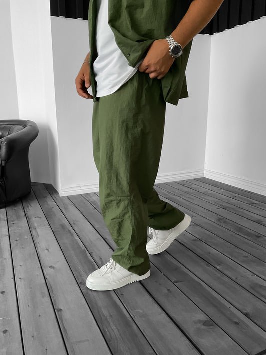 Khaki Lined Stitched Stopper Parachute Trousers