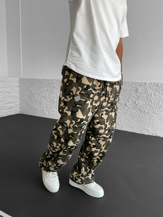 Dark Green Mixed Patterned Camouflage Pocket Trousers