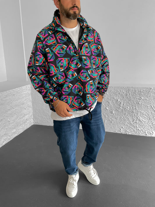 Black Geometric Patterned Sweater