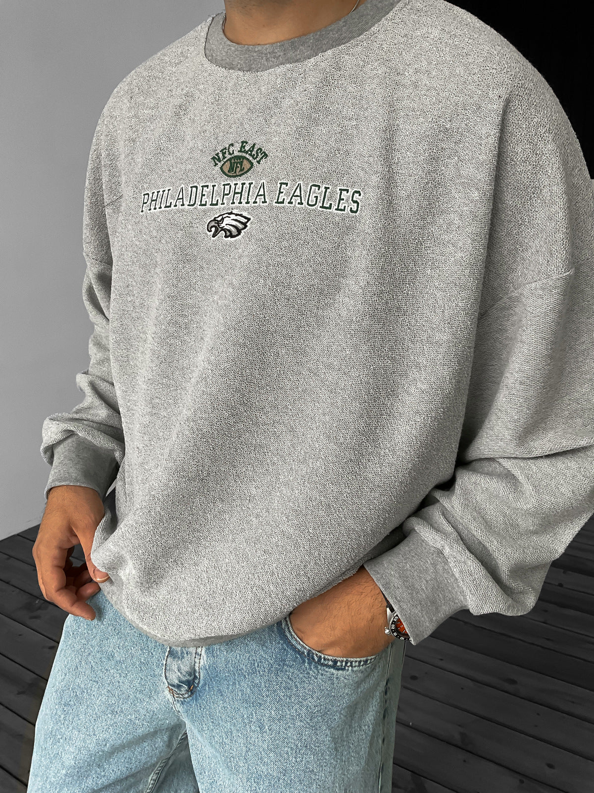 Gray Philadelphia Embroidered Sweater