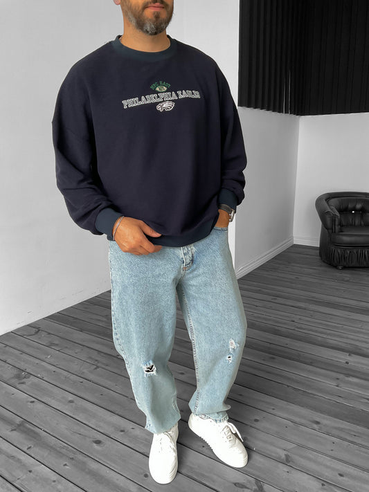 Navy Blue Philadelphia Embroidered Sweat