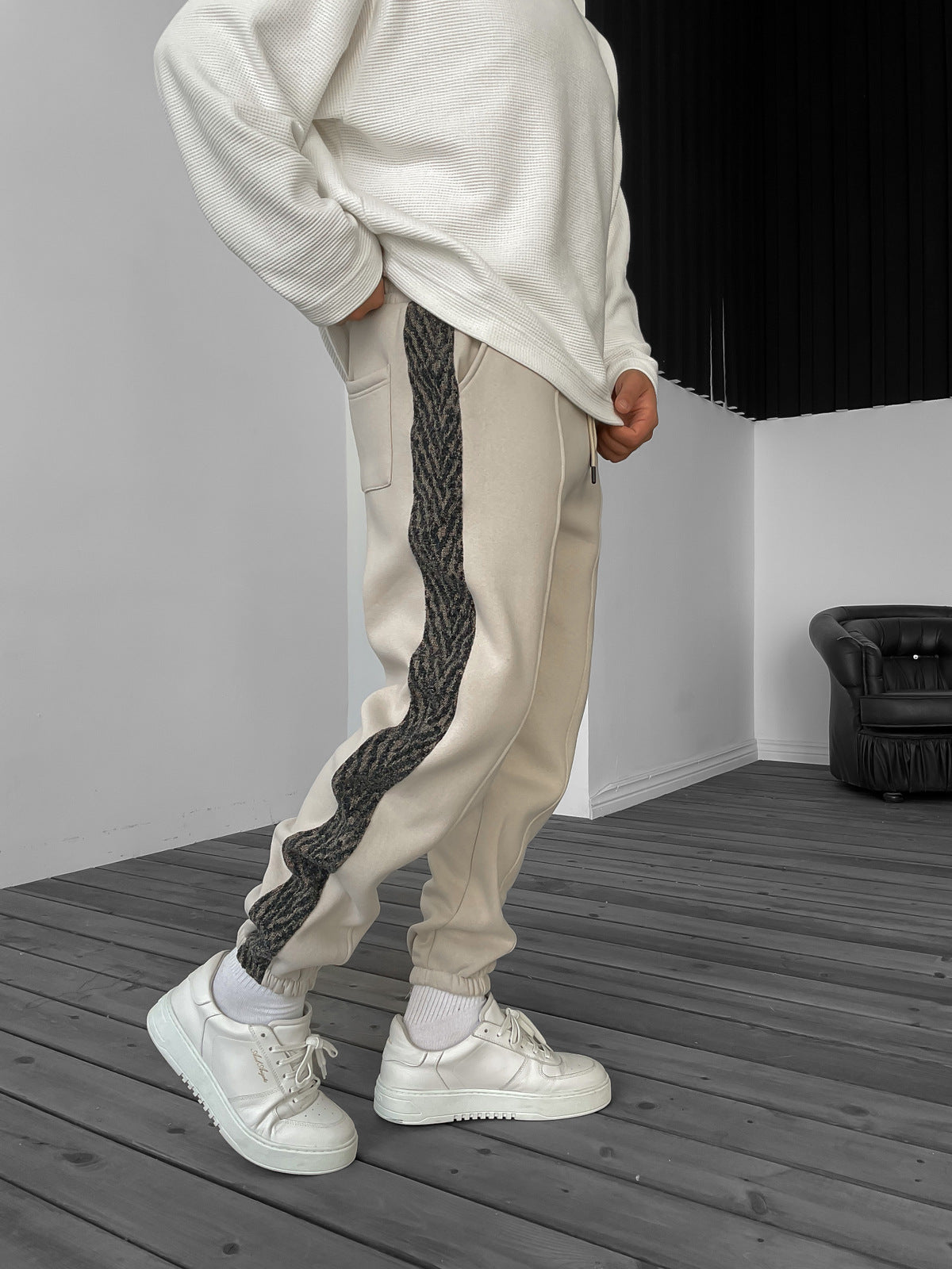 Ethnic Pattern Striped 3 Thread Raised Tracksuit