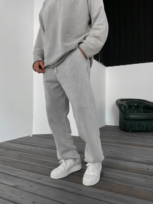 Gray Pipe Washed Pants