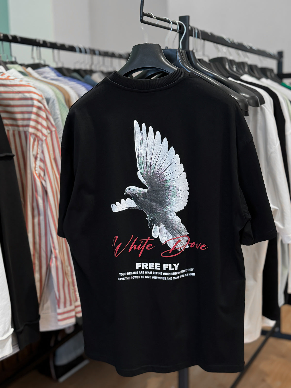 Black Free Fly Printed Oversize T-Shirt