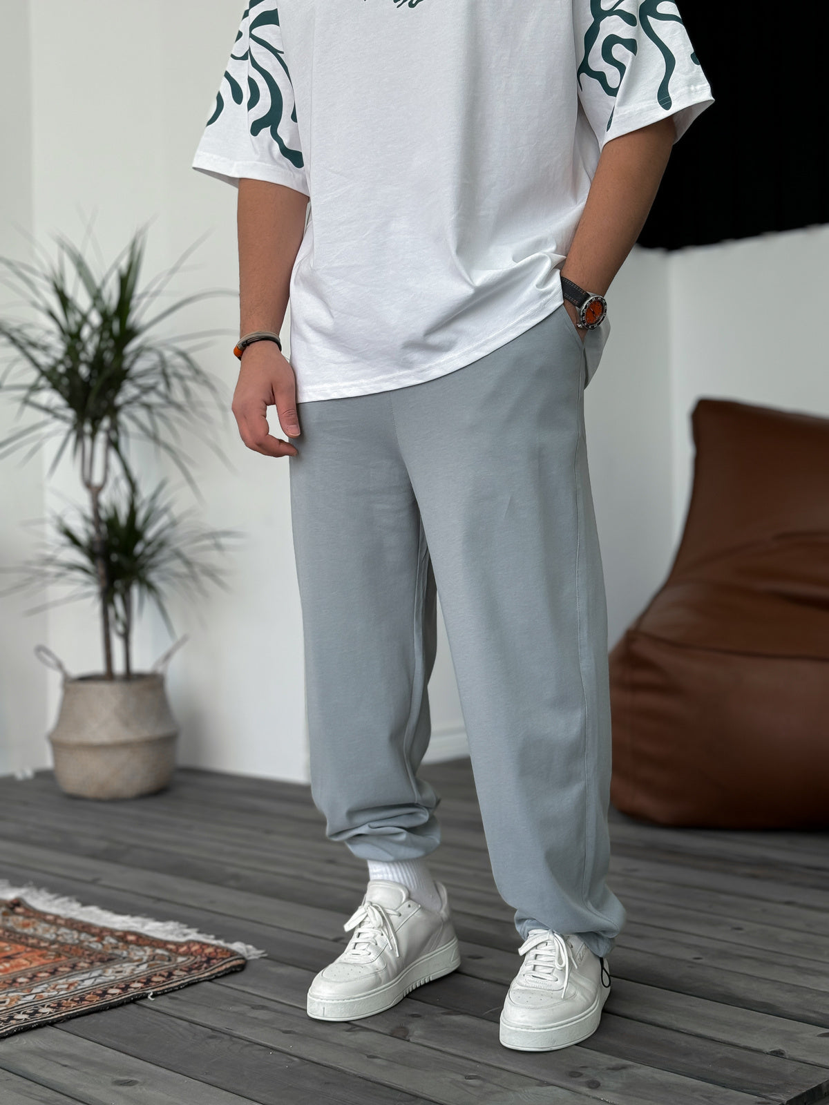 Gray Basic Stopper Tracksuit