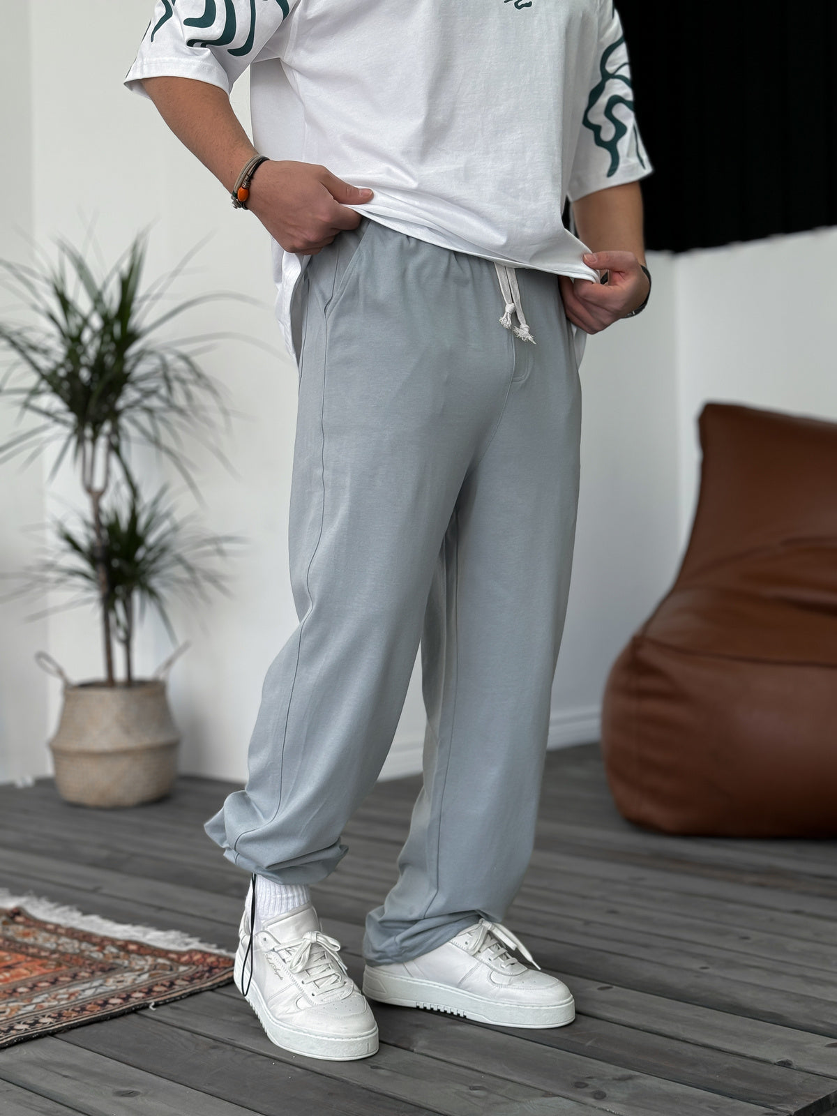 Gray Basic Stopper Tracksuit