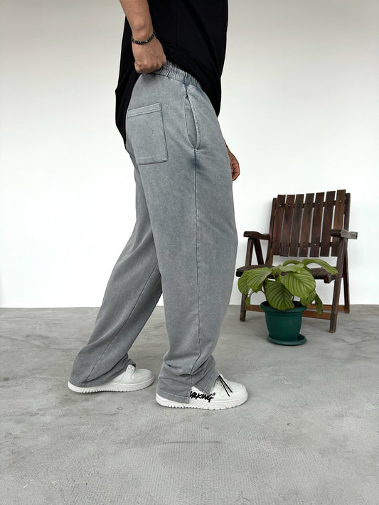 WASHABLE TWO-YARN SLIT DETAILED TRACKSUIT • GRAY