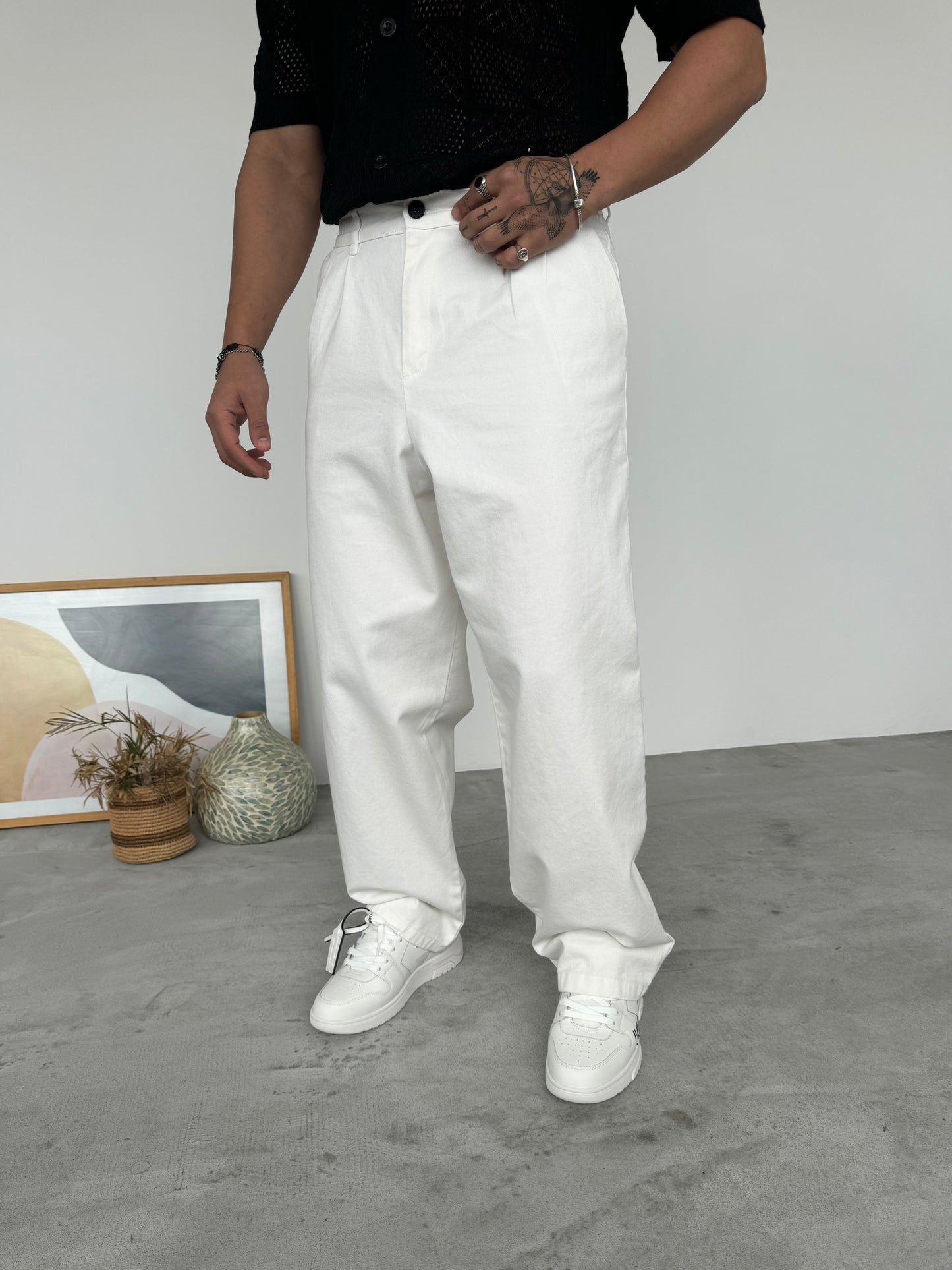 PLEATED TROUSERS | WHITE