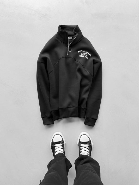 Black Half Zipper Alpha Hoodie