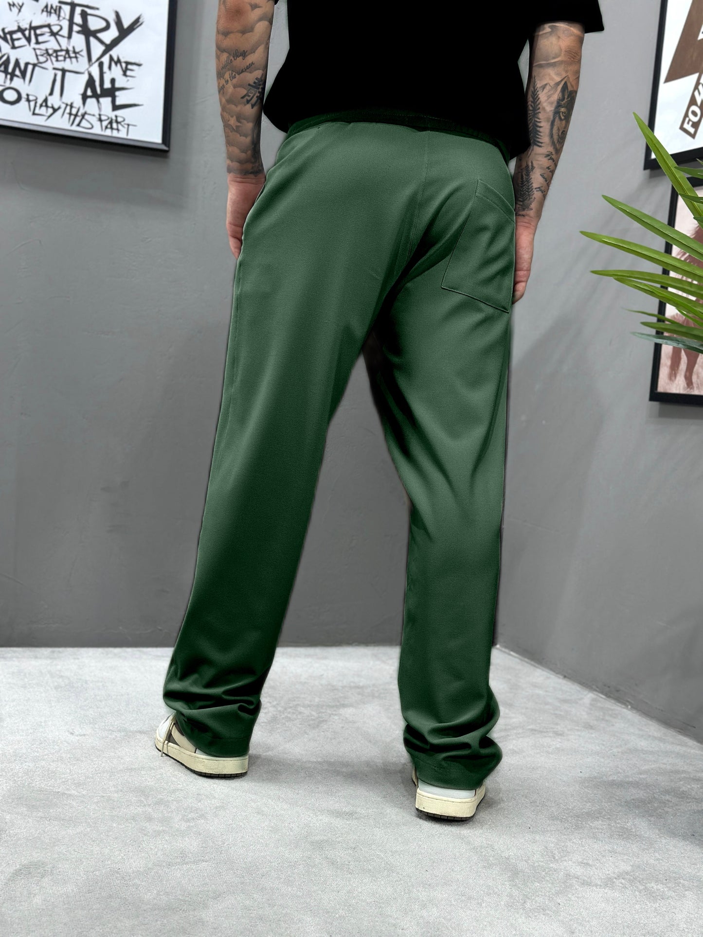 Comfortable Dark Green Lined Pants