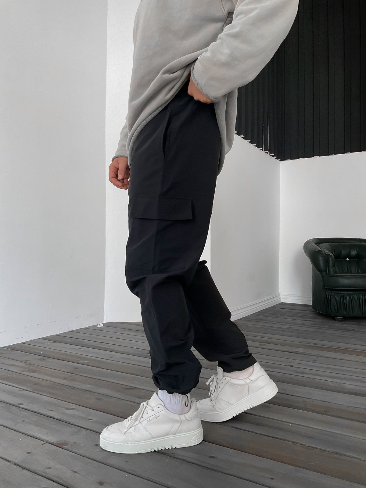 Black Stopper Parachute Cargo Pants