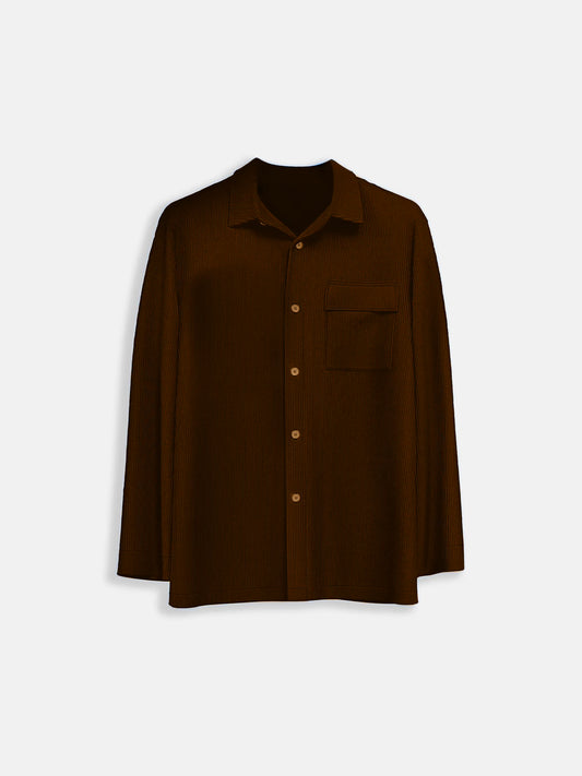 Slim Pocket Cord Shirt | Brown