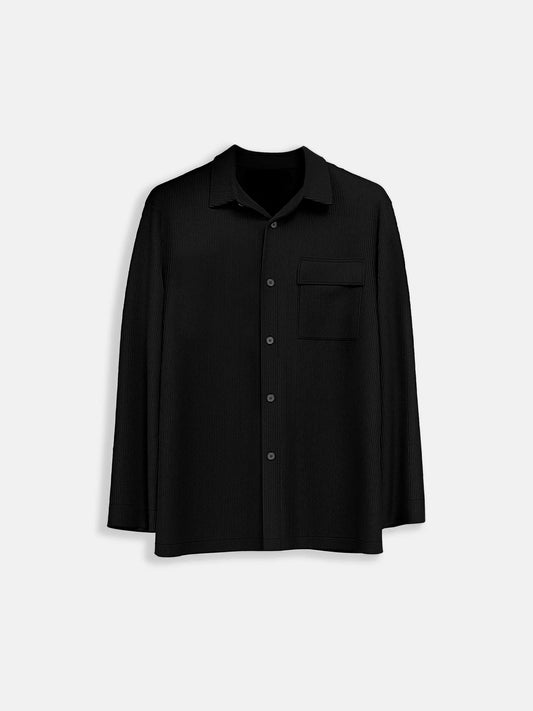 Slim Pocket Cord Shirt | Black