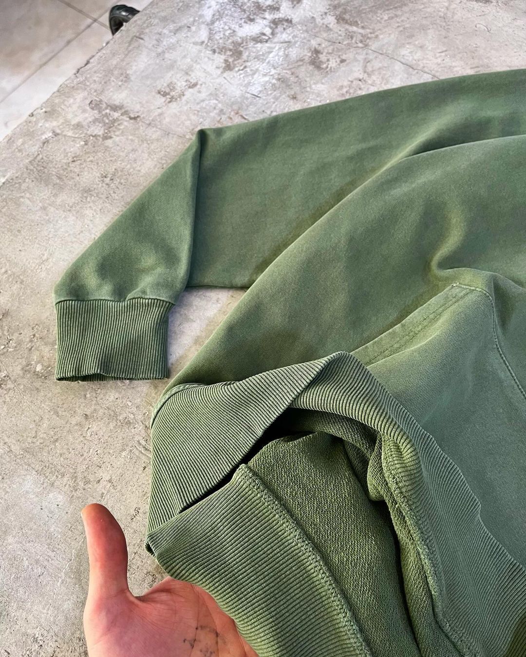 Dark Green Washed Hoodie