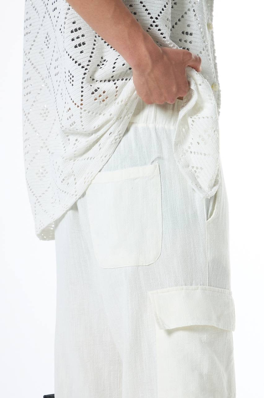 Linen Cargo Pants White