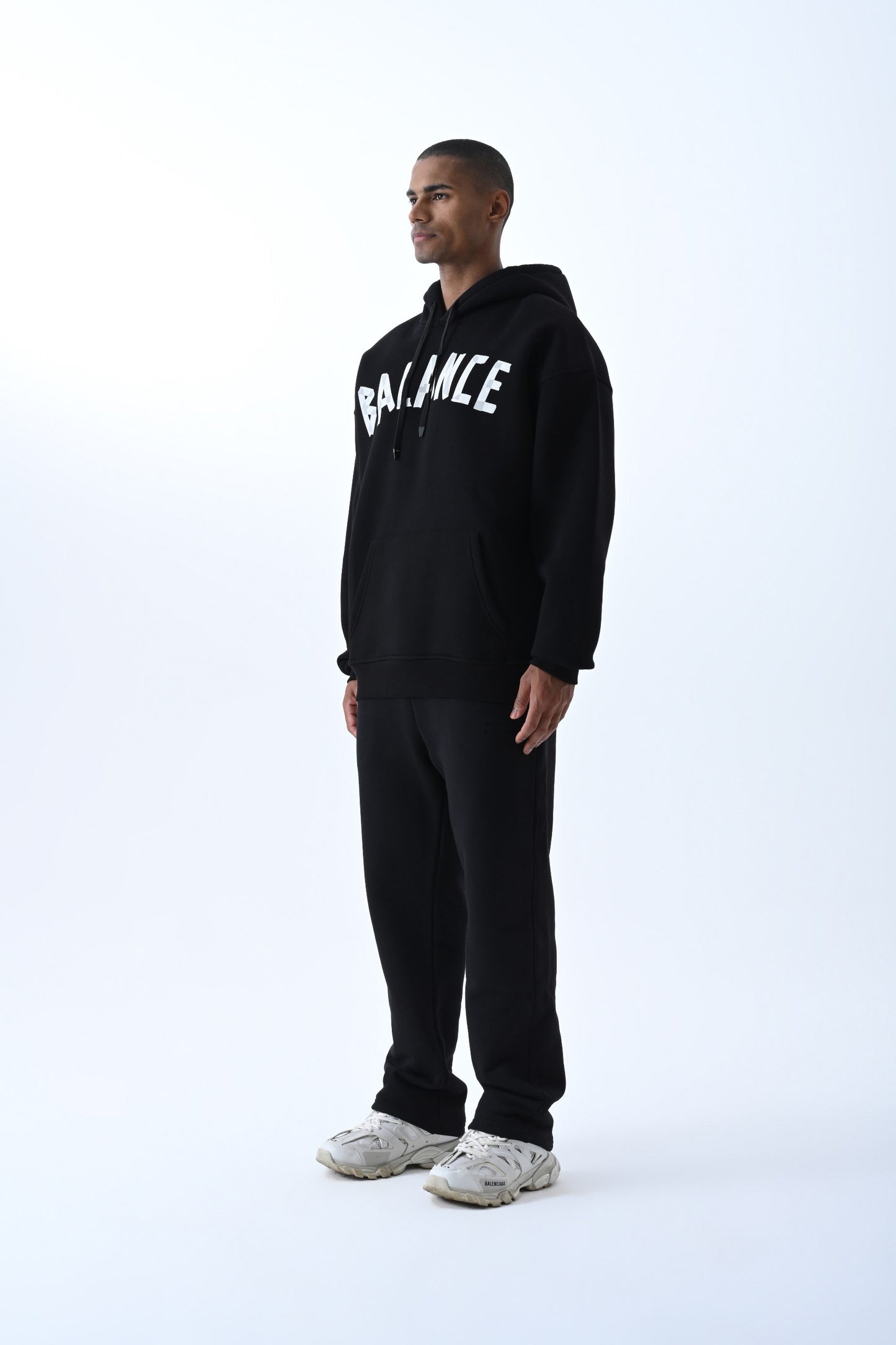 Black Oversized Balance Hoodie