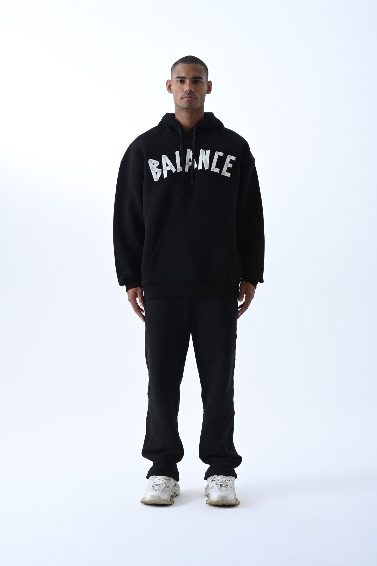 Black Oversized Balance Hoodie