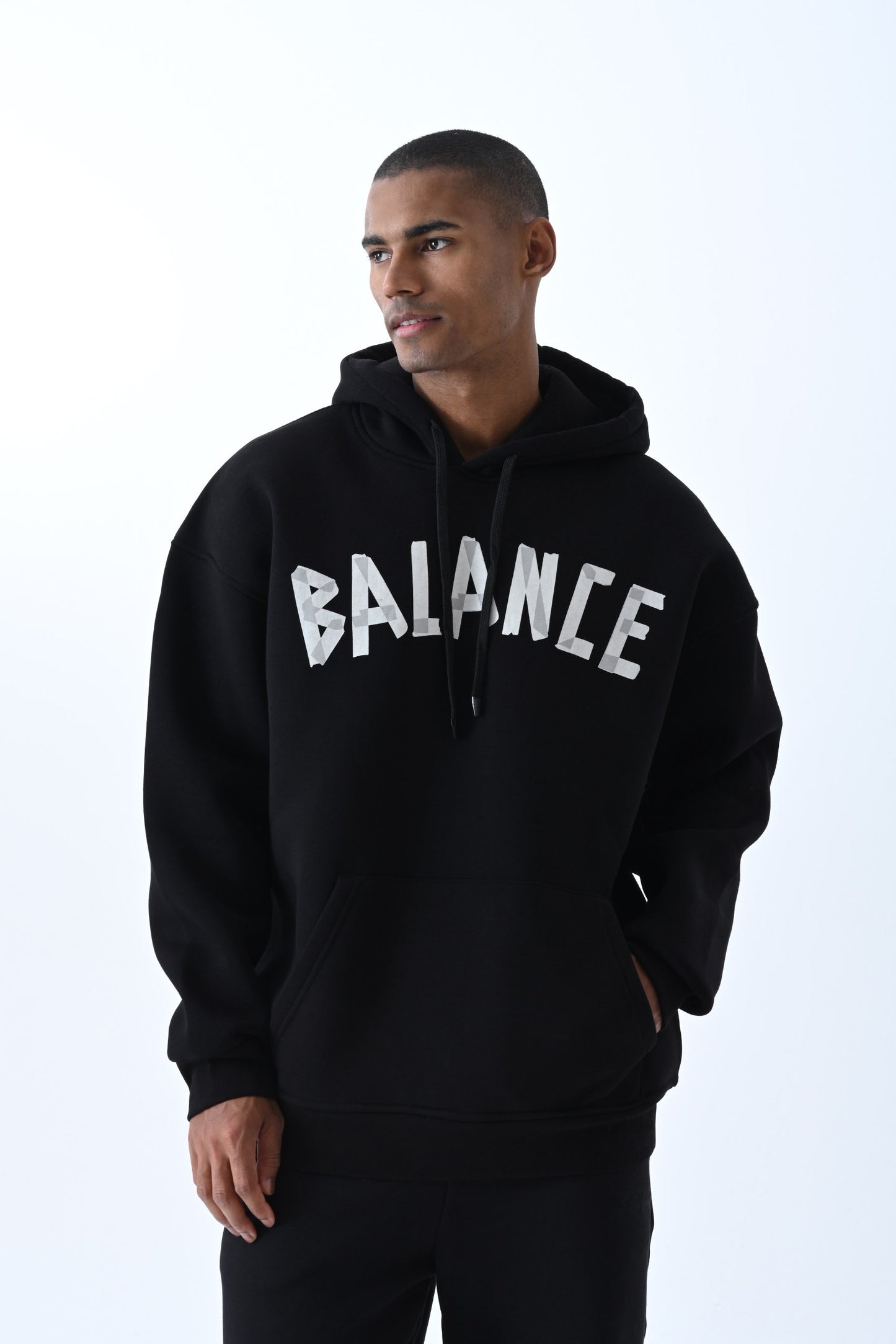 Black Oversized Balance Hoodie