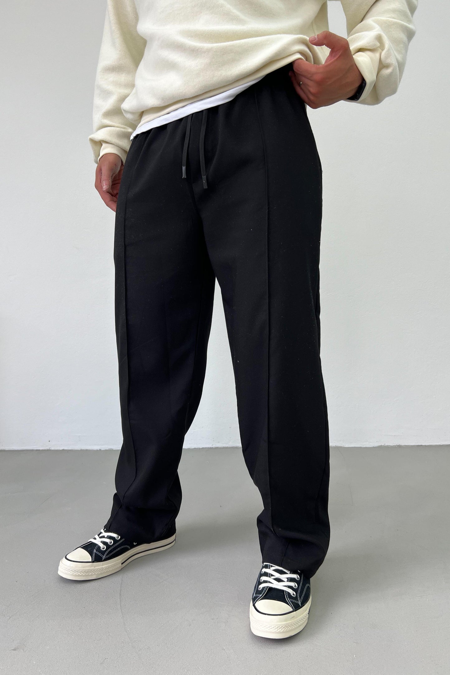 Black Lined Detailed Trousers