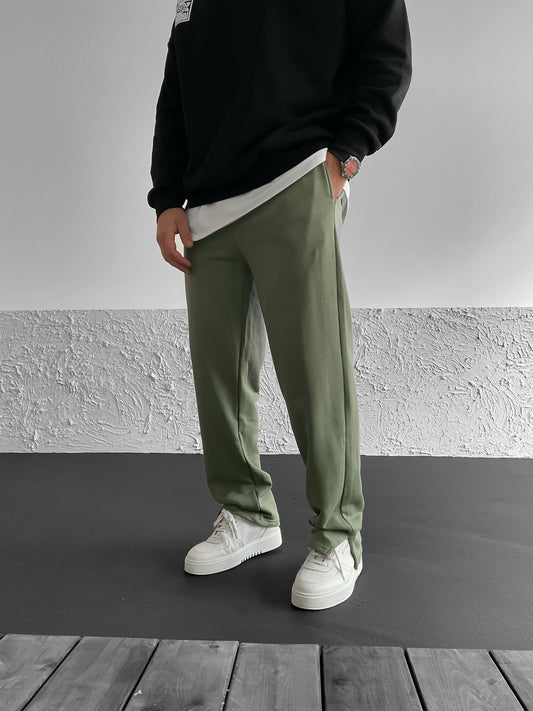 Khaki Slit Basic Tracksuit