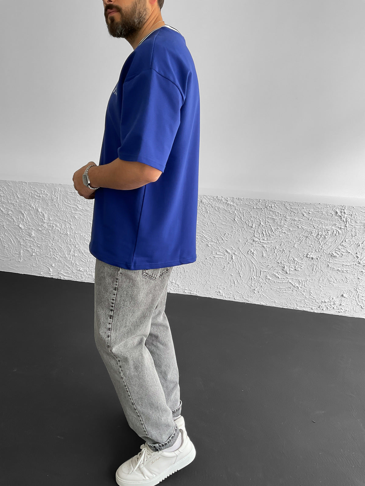 Blue Athletic Printed Oversize T-Shirt