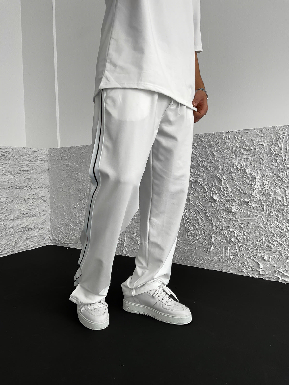 White Athletic Striped Tracksuit
