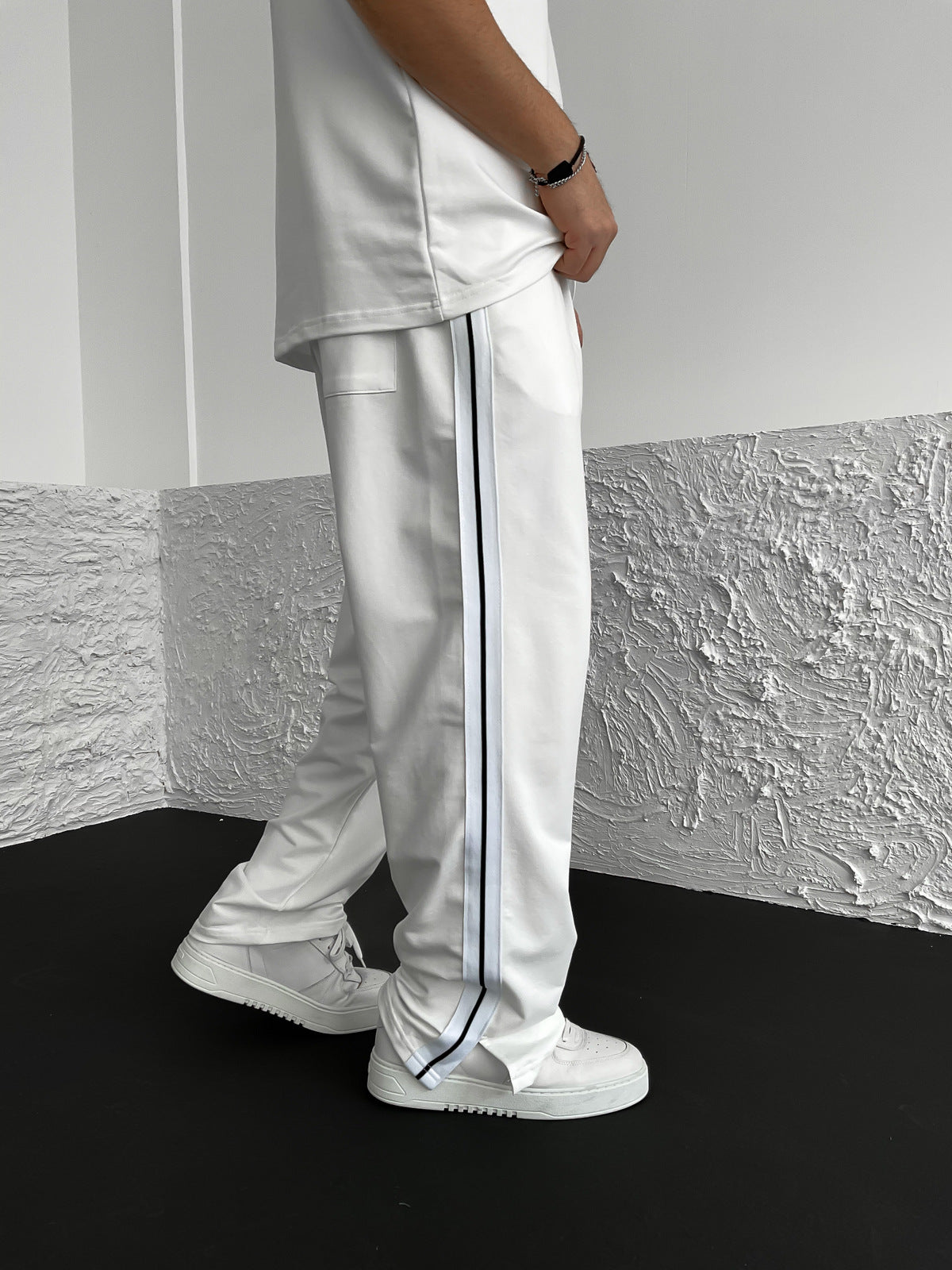 White Athletic Striped Tracksuit