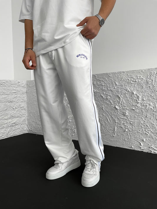 White Athletic Striped Tracksuit