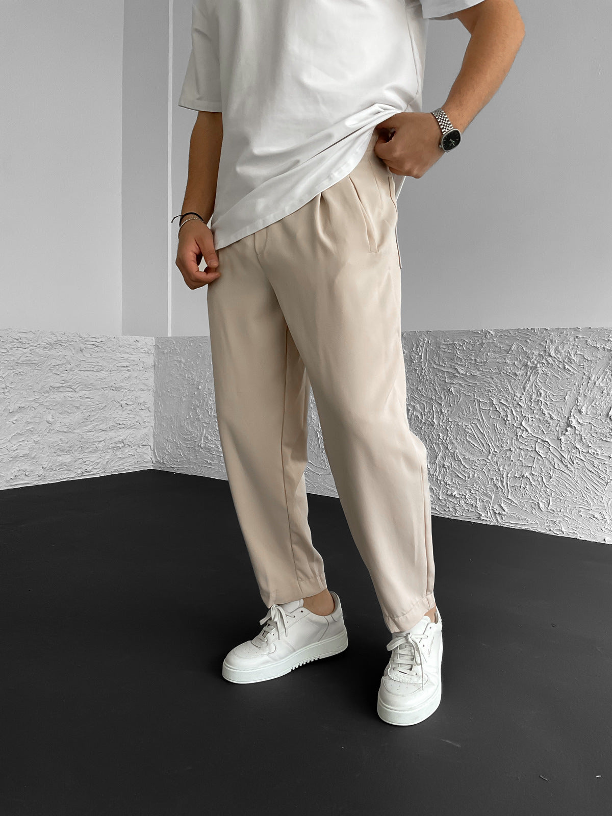 Beige Basic Pants